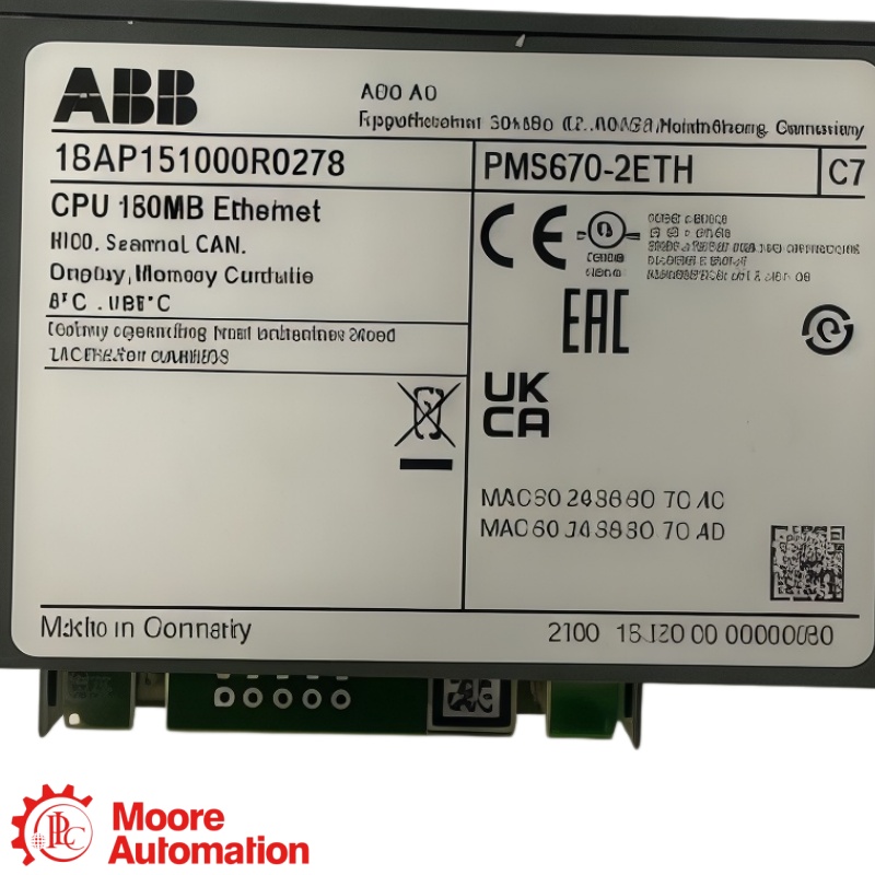 Módulo de processador ABB PM5670-2ETH AC500 V3