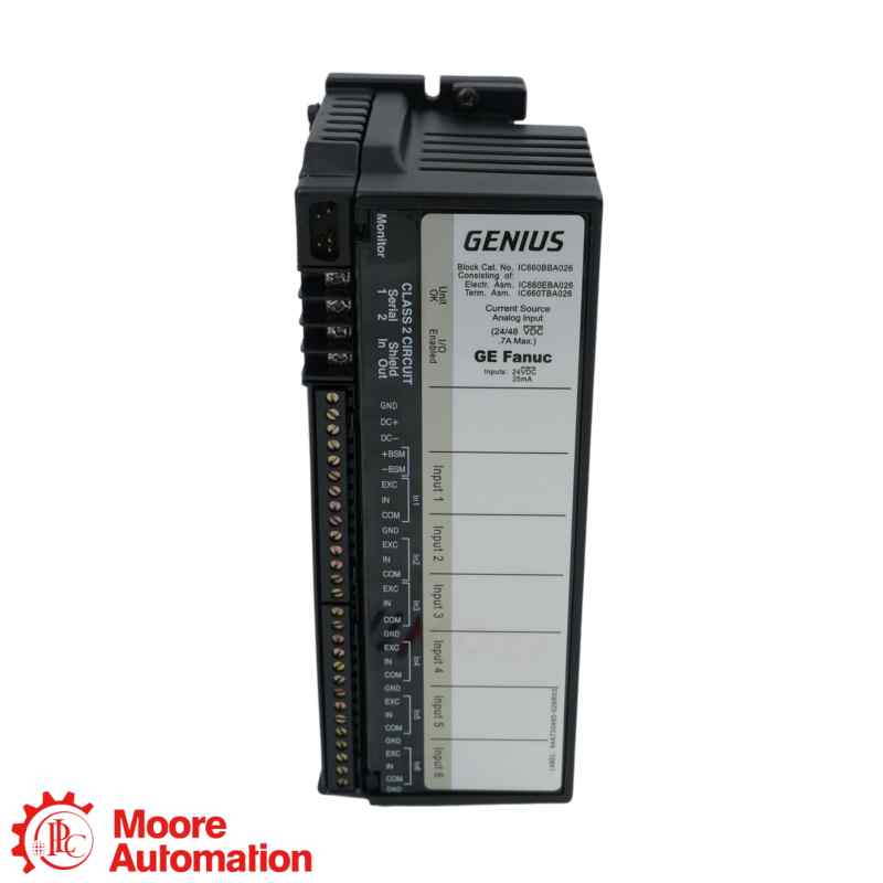 Bloco analógico de 6 entradas com fonte de corrente GE Fanuc IC660BBA026 Genius I/O